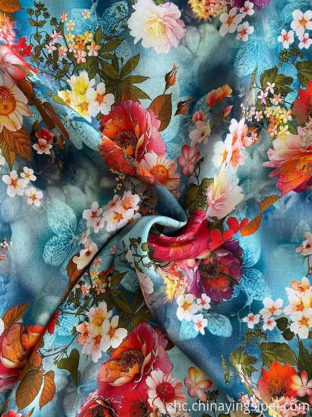 新面料Shaoxing Textile Stock 100%人造丝/粘胶编织面料人造丝poplin Digital Printing For衬衫连衣裙